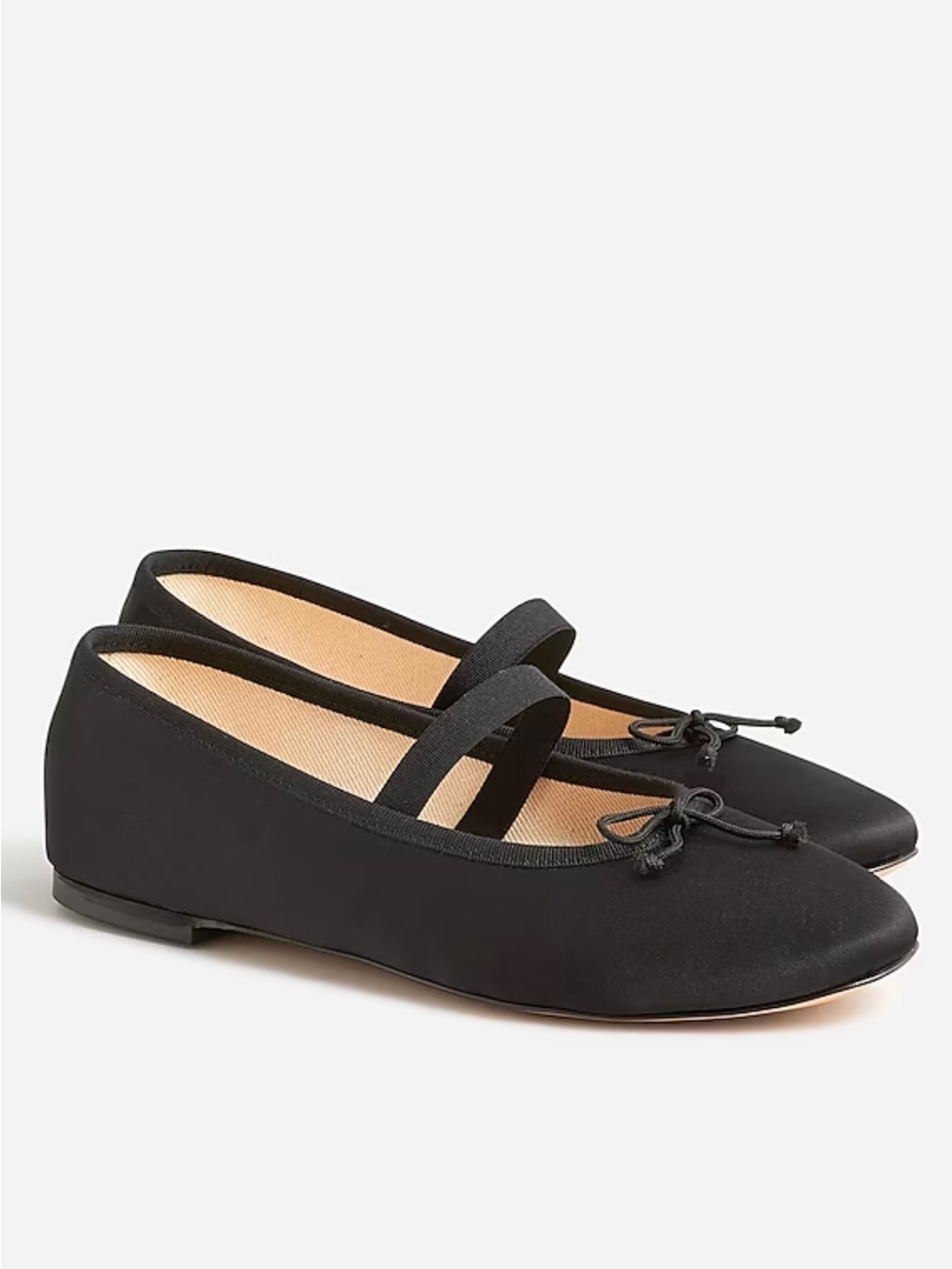 $128 J. CREW “Zoe” Satin Ballet Flats with Elastic Strap in Black, Women’s 8.5